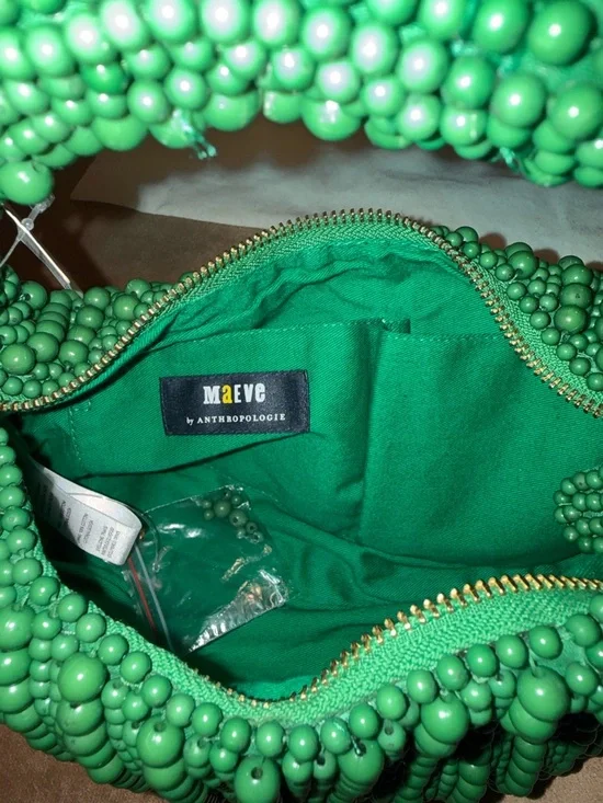 Anthropologie Green Beaded Round Handbag - Picture 4 of 4